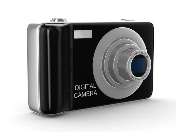 Компактная цифровая камера на белом. Изолированное 3D изображение — стоковое фото