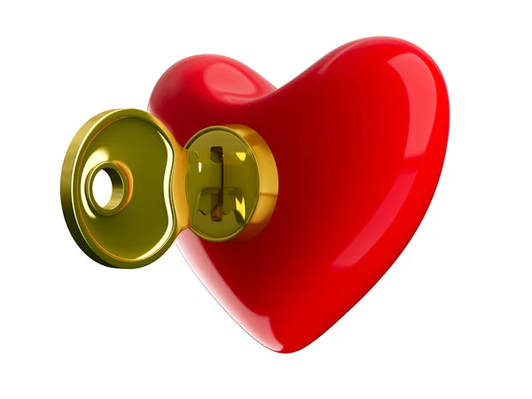 A chave do coração. Imagem 3D isolada em branco — Fotografia de Stock