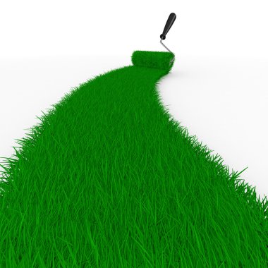 Road from grass on white. Isolated 3D image clipart