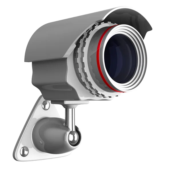 Telecamera di sicurezza su sfondo bianco. Immagine 3D isolata — Foto Stock