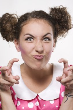 Woman making a funny face clipart