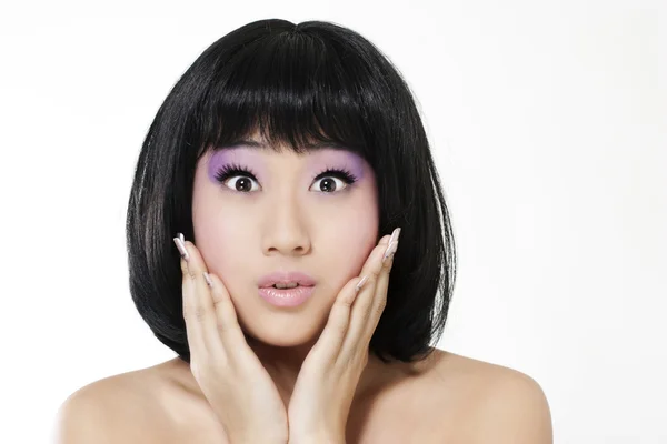 Meglepett a gyönyörű ázsiai nő — Stock Fotó