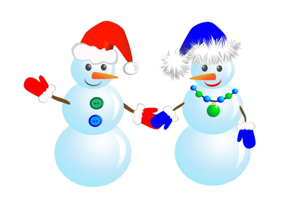 Couple bonhommes de neige — Image vectorielle