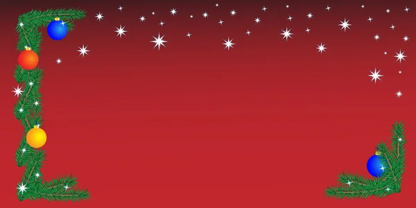 Рождественские границы на красном фоне — стоковый вектор