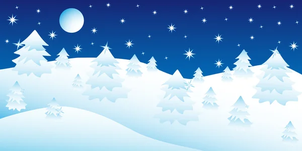 Різдвяна ніч в зимовому лісі — стоковий вектор