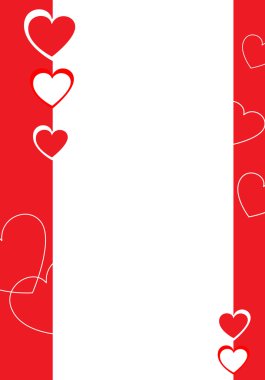 Red and white hearts, decorative border clipart