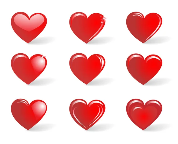 Red hearts, collection — Stock Vector
