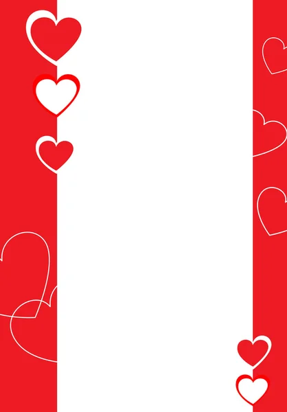 Червоні та білі серця, декоративна облямівка — стоковий вектор