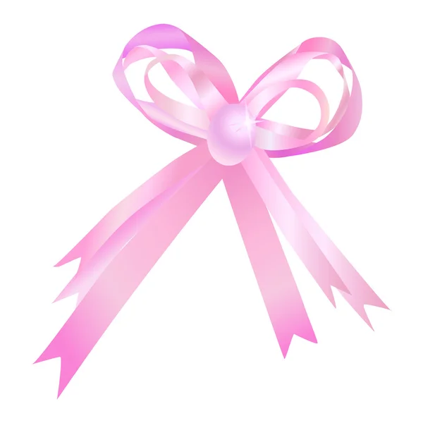 Pink Bow Isolated White Background Vector Illustration — Stock Vector
