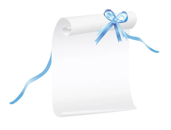 Rolagem de papel com uma fita azul — Vetor de Stock