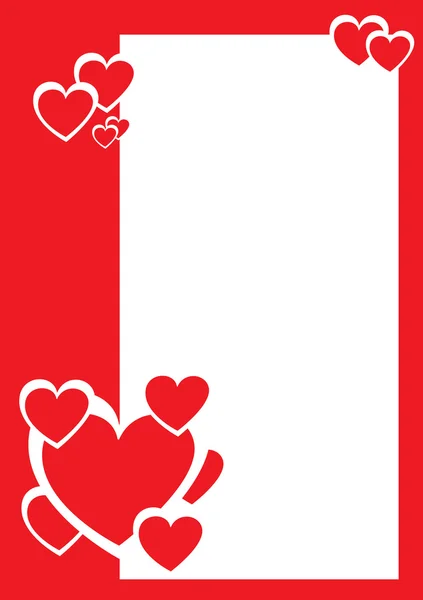 Röda och vita hjärtan, dekorativa kantlinjer — Stock vektor