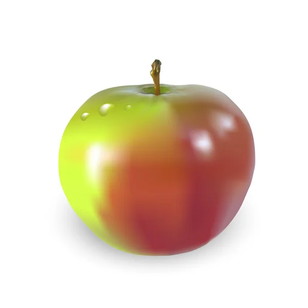 Belle grosse pomme avec des gouttes d'eau — Image vectorielle