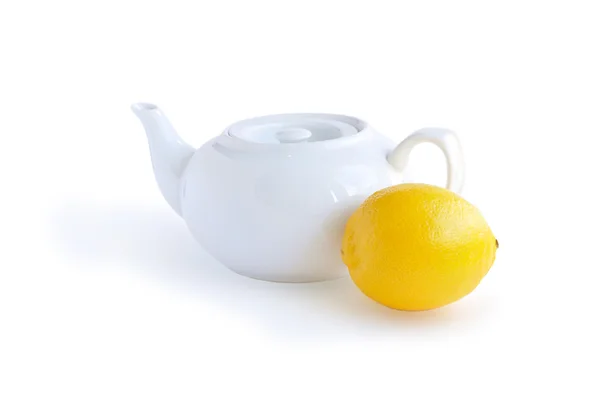 White teakettle and lemon — Stock Photo, Image
