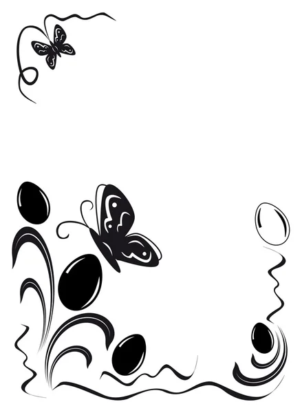 蝴蝶和鸡蛋，花卉装饰 — 图库矢量图片