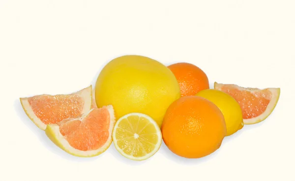 Fruta de laranja, toranja amarela e limão — Fotografia de Stock