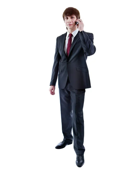 Portrait of calling serious businessman — Stock Photo, Image