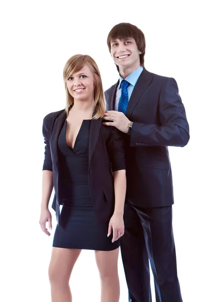 Ritratto di un uomo d'affari e di una donna d'affari sorridenti — Foto Stock