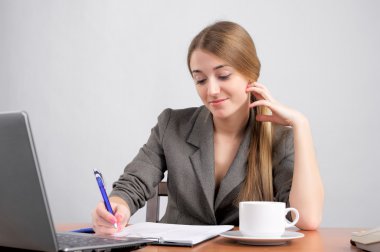 Beautiful woman planning work clipart