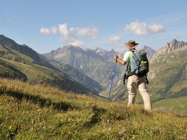 Hiking in Alps clipart