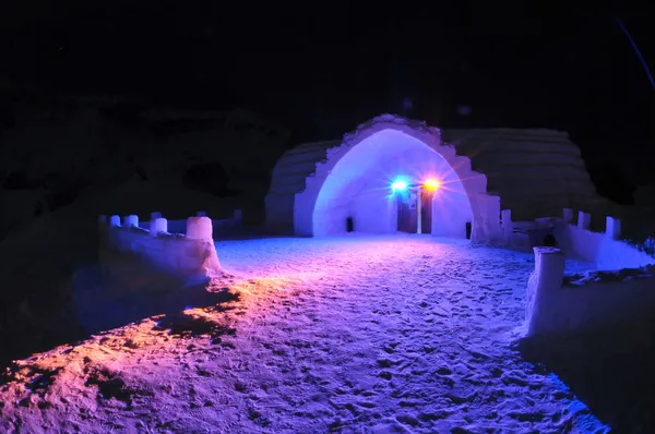 stock image Ice hotel in Romania, on Balea lake.