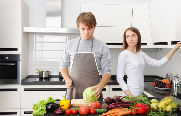 Couple cooking