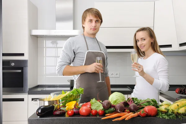Couple cooking Stock Image