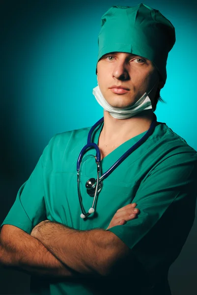 Chirurg z stetoskop — Zdjęcie stockowe
