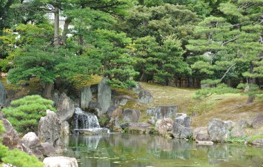 Japanese park near Nijo-Jo castle in Kyoto, Japan clipart