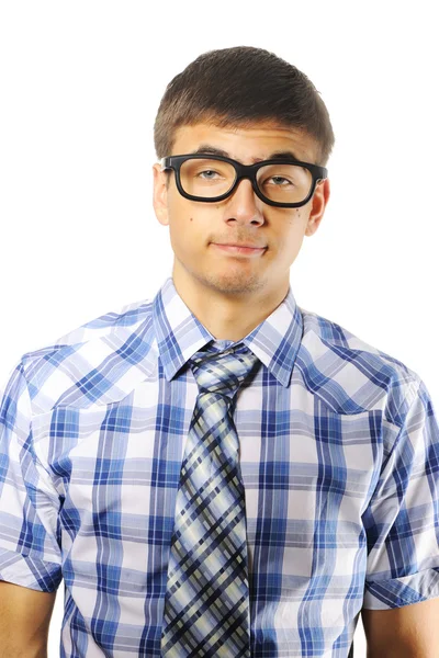 Young Nerd Student White — Stock Photo, Image