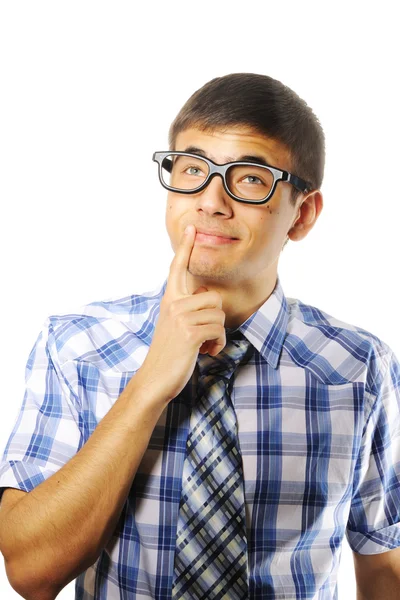 Young Nerd Student White — Stock Photo, Image
