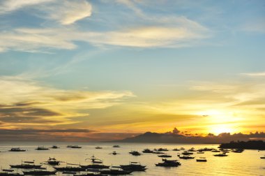 güzel gün batımı Panglao, Filipinler