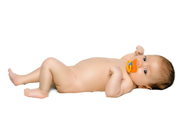 Baby Boy Laying White — Stockfoto