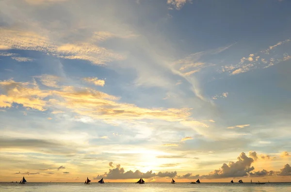Güzel Gün Batımında Boracay Filipinler — Stok fotoğraf