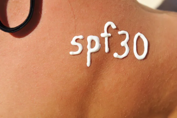 Solskyddsmedel lotion — Stockfoto