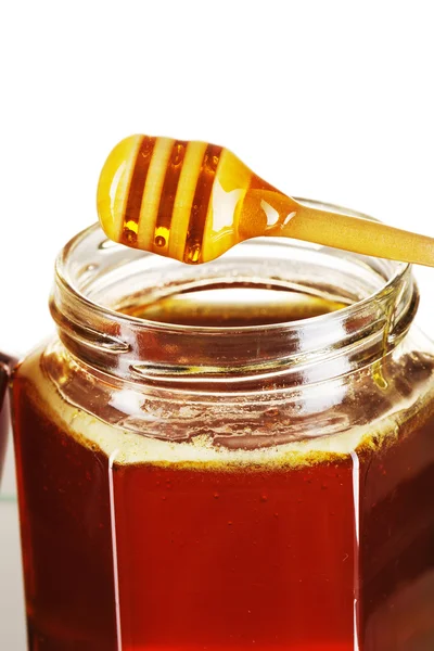 Glas mit Honig und Pfeffer — Stockfoto