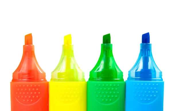 Beyaz Bir Arka Plan Üzerinde Renkli Fosforlu Kalemler Set — Stok fotoğraf