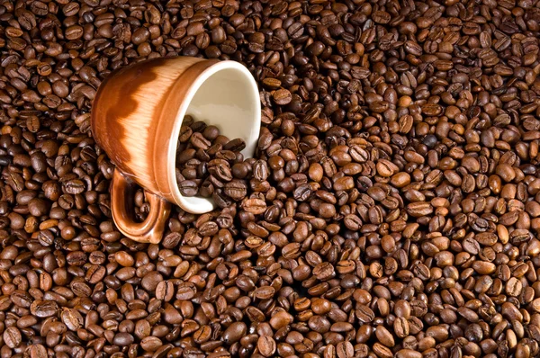 Kaffe bönor och cup — Stockfoto