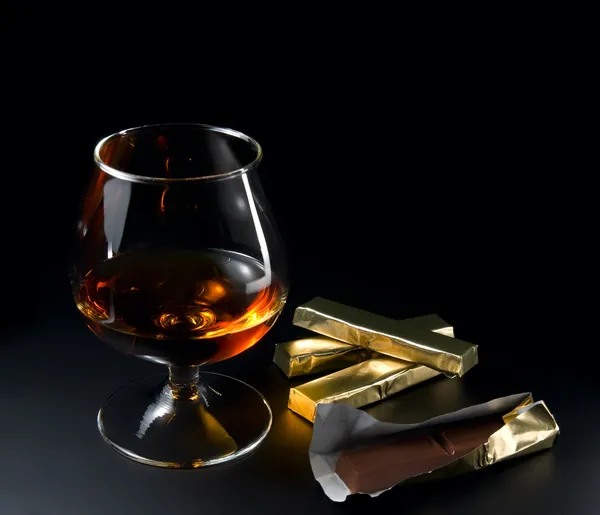 Cognac en chocolade — Stockfoto