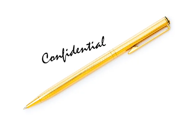 Mensagem confidencial e caneta em branco — Fotografia de Stock