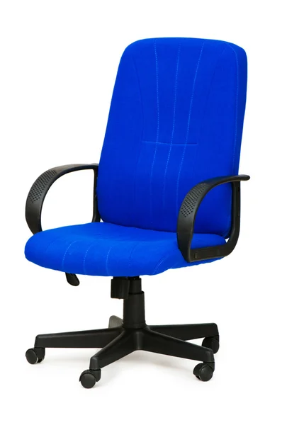 Blå kontorstol isoleret på den hvide - Stock-foto