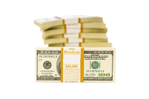 Стек долларов изолирован на белом — стоковое фото