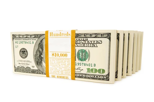 Setumpuk dolar terisolasi di atas putih — Stok Foto