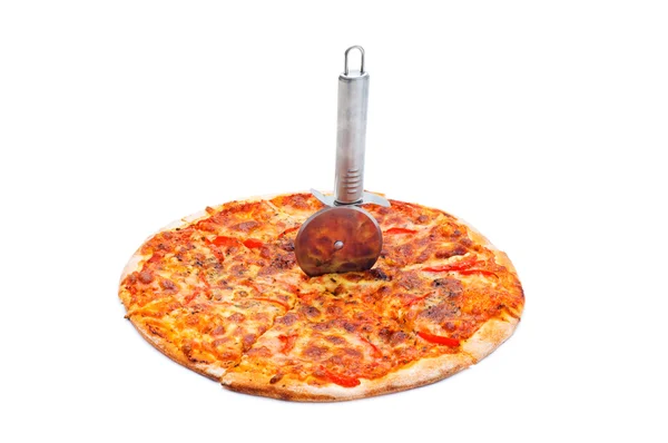 Pizza na białym tle na białym tle — Zdjęcie stockowe