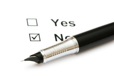 Check boxes and pen isolated on the white clipart