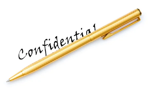 Confidential message and pen on white — Stock Photo, Image