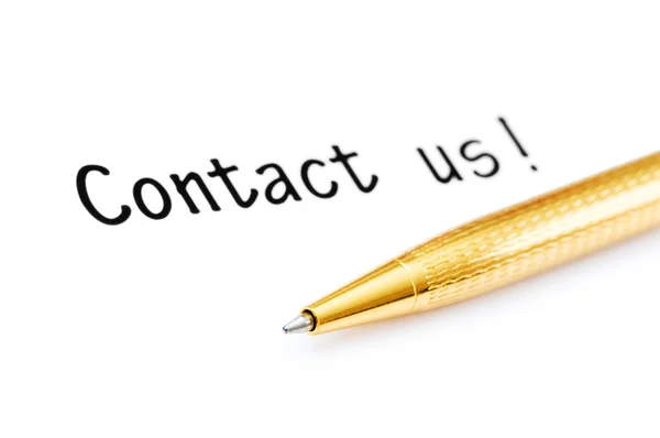 Pen and contact us message on white — Stock Photo, Image