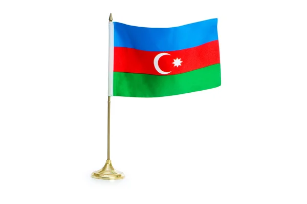 A fehér elszigetelt Azerbajdzsán zászlaja — Stock Fotó