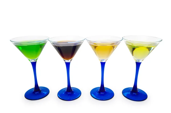 Verschiedene Cocktails isoliert auf weißem Hintergrund — Stockfoto