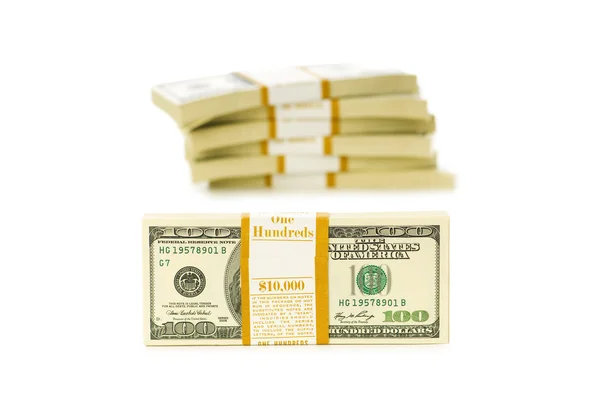 Στοίβα δολάρια απομονωμένη στο λευκό — Φωτογραφία Αρχείου