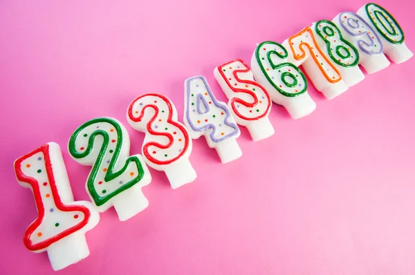 Birthday candles against colourful background — Stock Photo, Image